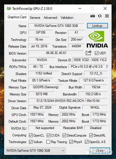 Видеокарта KFA2 Nvidia GeForce GTX 1060 3Gb