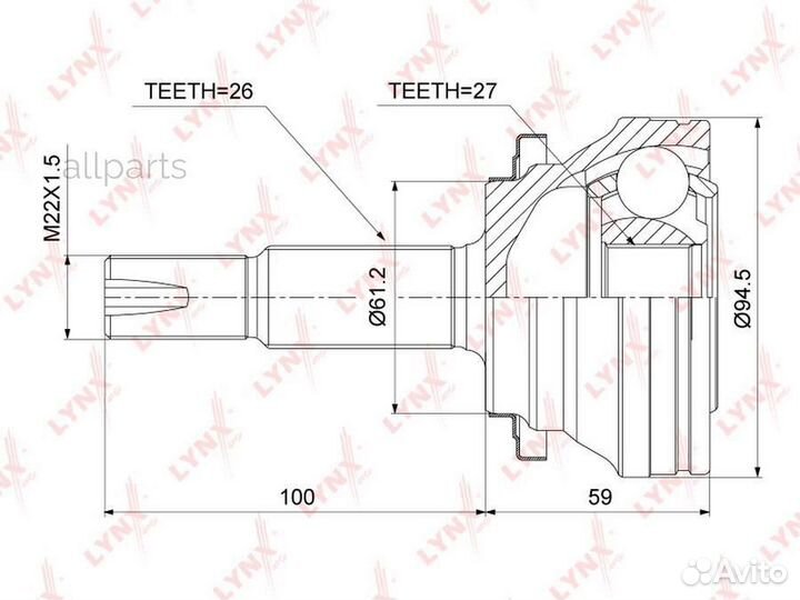 Lynxauto CO-3855 ШРУС наружный (компл.) toyota Rav