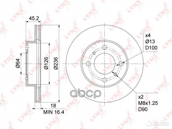 Диск тормозной перед BN1087 lynxauto