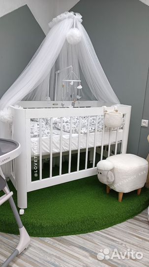 Детская кровать 120 60 прямоугольная для новорождё