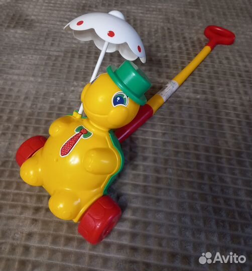 Игрушка каталка с ручкой + пирамидка