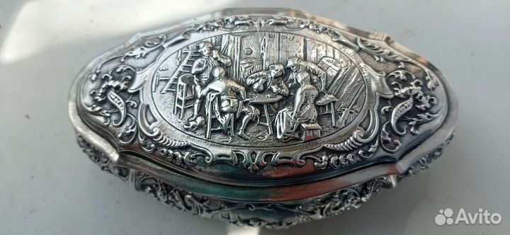 Антиквариат серебро шкатулка