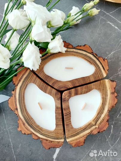 Свеча интерьерная в дереве
