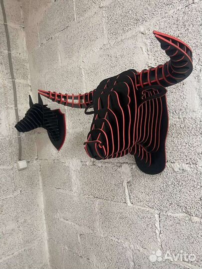 Декоративное панно на стену/голова быка из фанеры