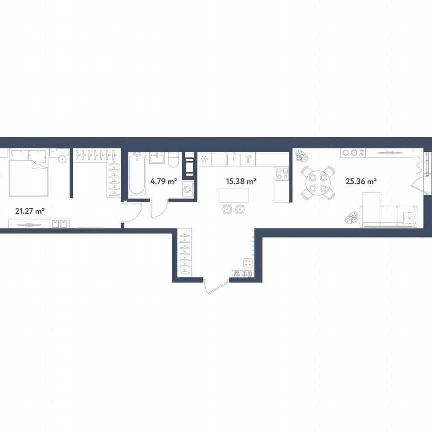 1-к. квартира, 68,7 м², 2/11 эт.