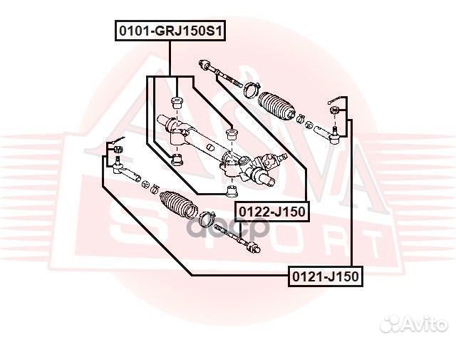 Сайлентблок рулевой рейки asva 0101-GRJ150S1