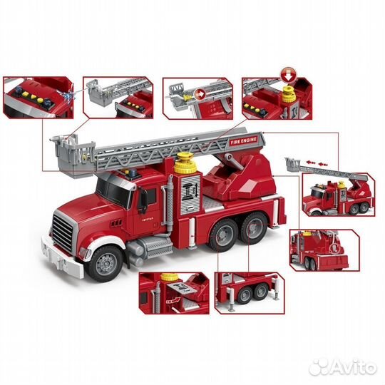 Машина пожарная с водой, лестницей, муз