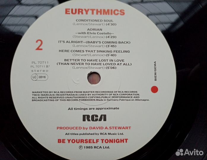 Eurythmics.Первый пресс