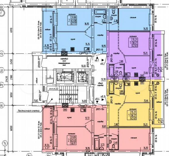 2-к. квартира, 64,2 м², 6/14 эт.