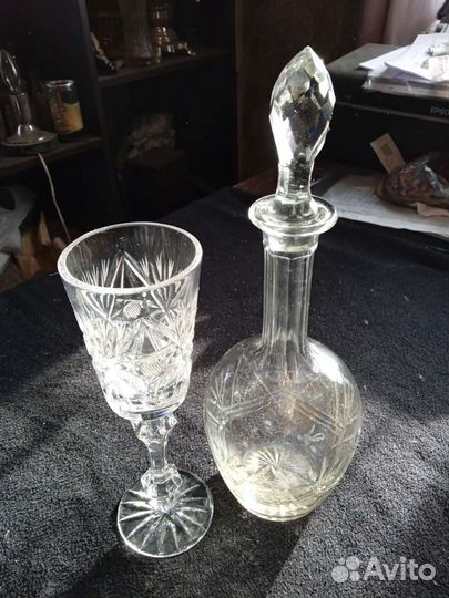 Антикварный графин с бокалом Мальцева. 19век