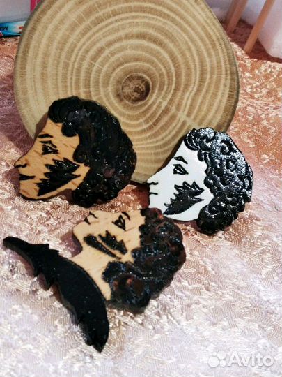 Авторская брошь Пушкин ручная работа