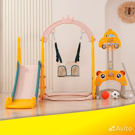 Горка с качелями unix Kids Funny Car (138 cm)