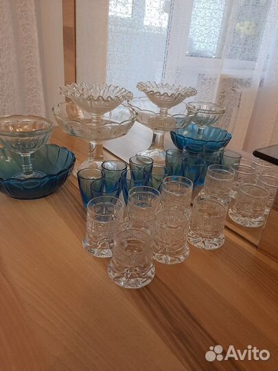 Набор рюмок купоросное стекло СССР