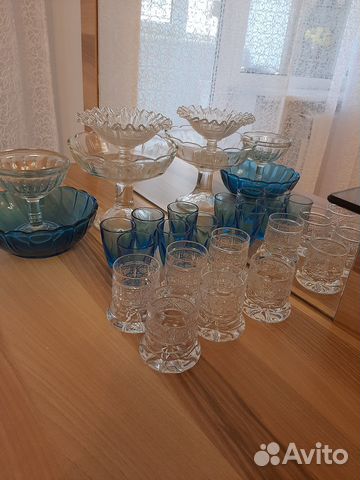 Набор рюмок купоросное стекло СССР