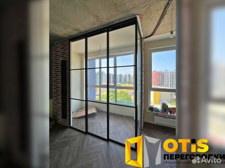 Стеклянная перегородка лофт