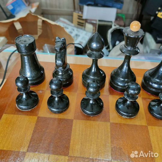 Деревянные резные шахматы. 1950-60-е годы