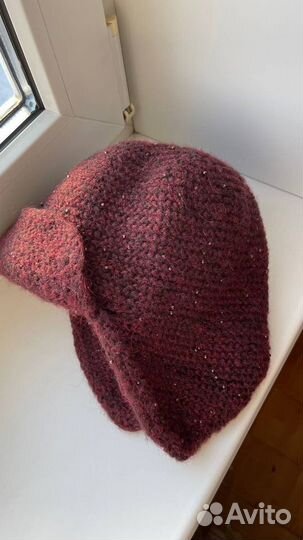 Вязанная шапка-ушанка женская новая La Planda