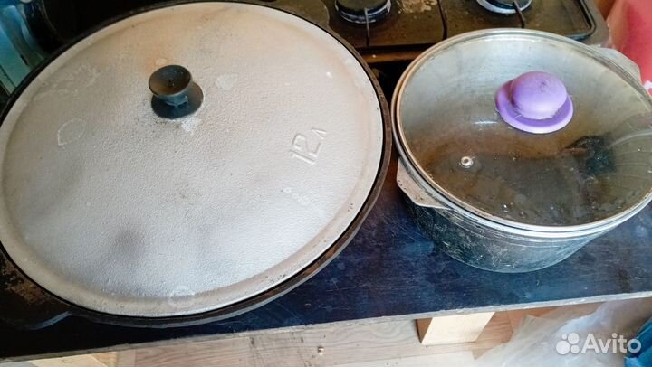 Казан чугун+печка+кастрюля чугун