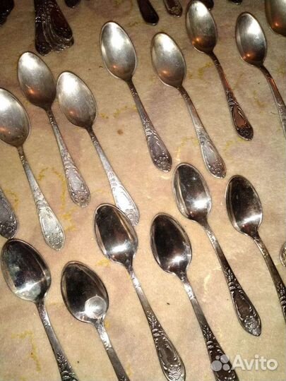 Чайные и столовые мельхиоровые ложки зиш