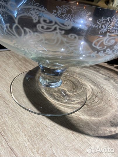 Ваза для фруктов/конфет стеклянная на ножке Олимп