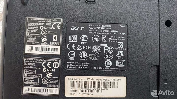 Ноутбук Acer Aspire 5738z/5338