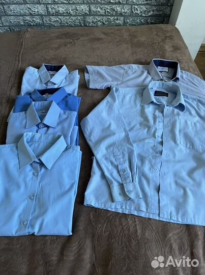 Вещи пакетом Школьная рубашка голубая 134-140