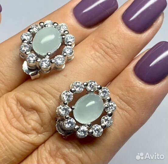 Серьги с аквамаринами