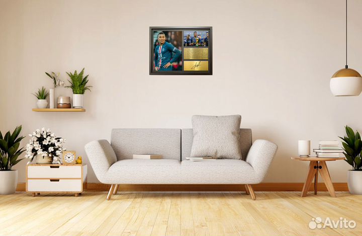 Kylian Mbappe автограф в рамке декор для дома