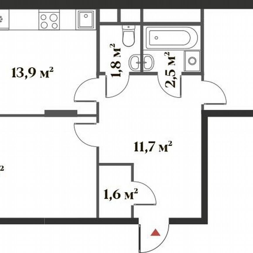 2-к. квартира, 65,3 м², 5/6 эт.