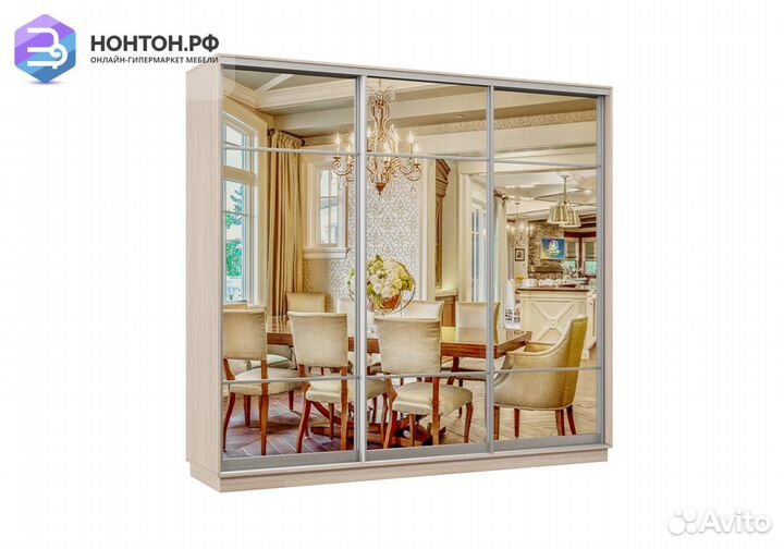 Шкаф-купе трёхдверный Агена ясень шимо светлый