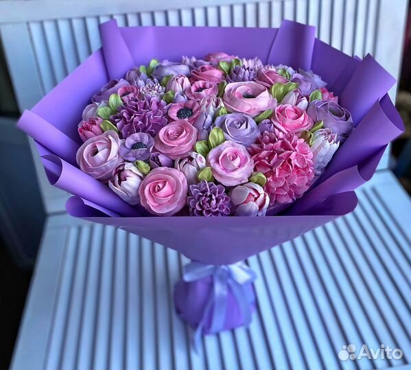 Зефирные цветы букет из зефира