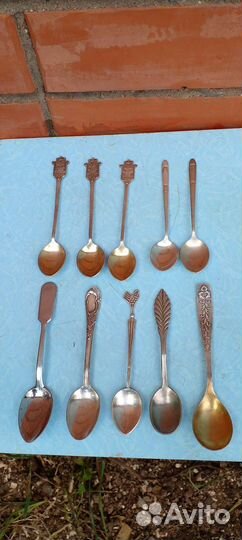 Мельхиоровые чайные ложки СССР поднос