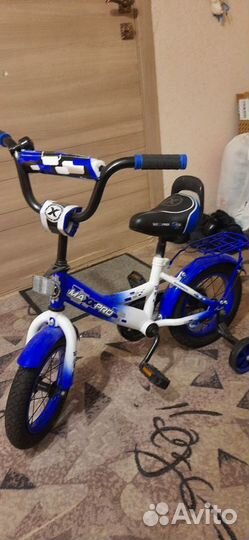 Велосипед детский новый Maxxpro 14 сине-белый
