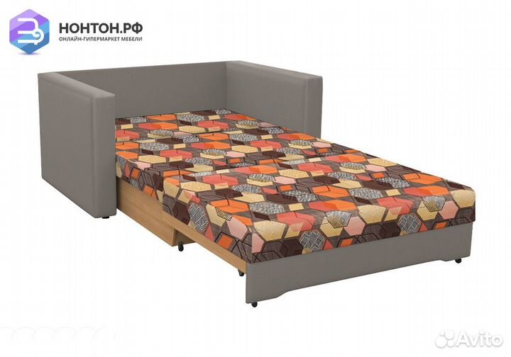 Диван выкатной Виктория-5 с узором коричневый