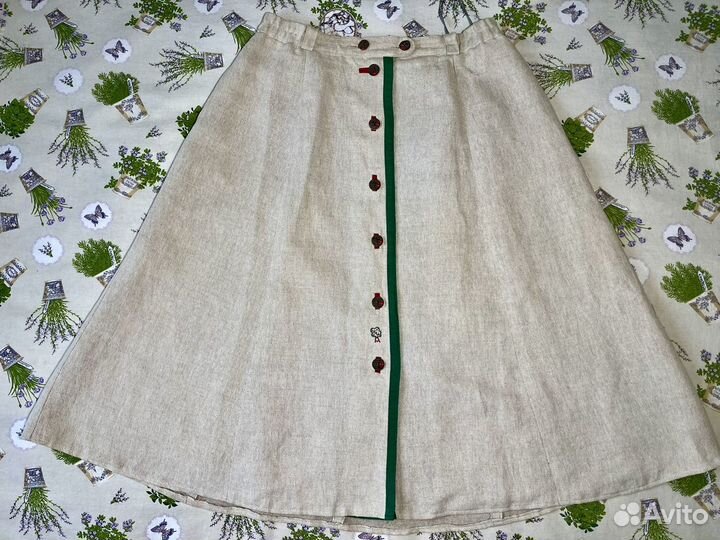 Баварская юбка, 50, лен, хлопок, винтаж, Германия