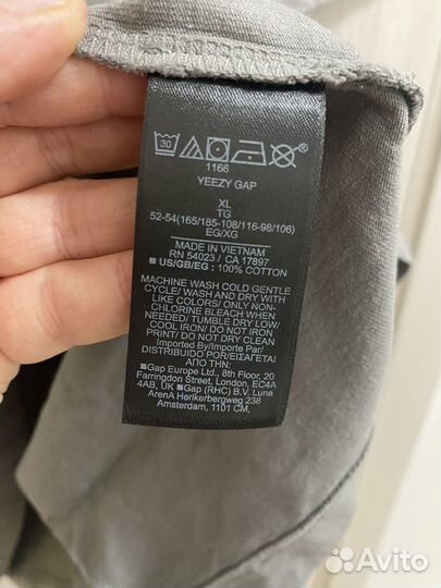 Футболка Yeezy Gap оригинал, новая серая