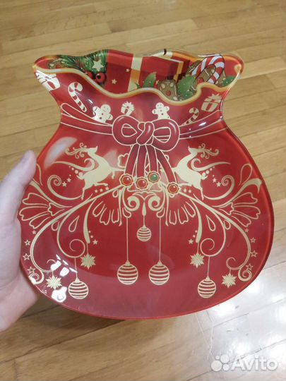 Новогоднее блюдо стекло