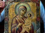Старинная икона Тихвинская Богородица 19 век Сохра