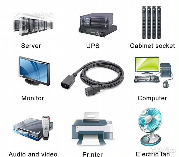 Шнур питания IEC C13 -C14 3*0.5 мм² 4.5 метра