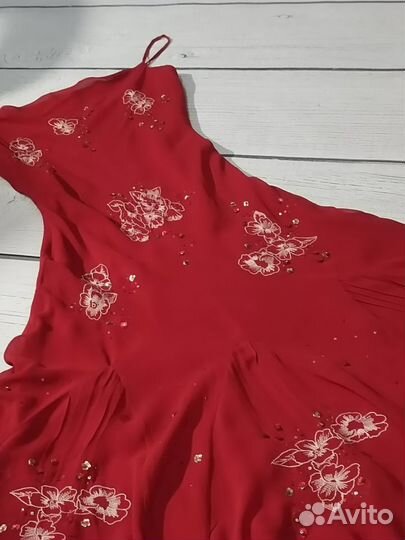Вечернее платье годе с цветами, женское красное