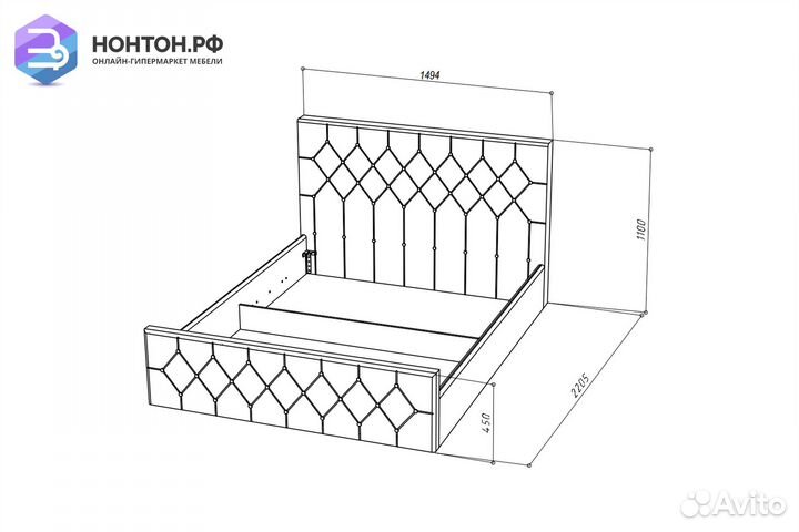 Кровать Мишель велюр зеленый
