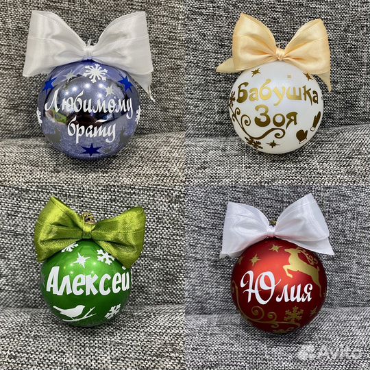 Елочные игрушки с индивидуальной надписью