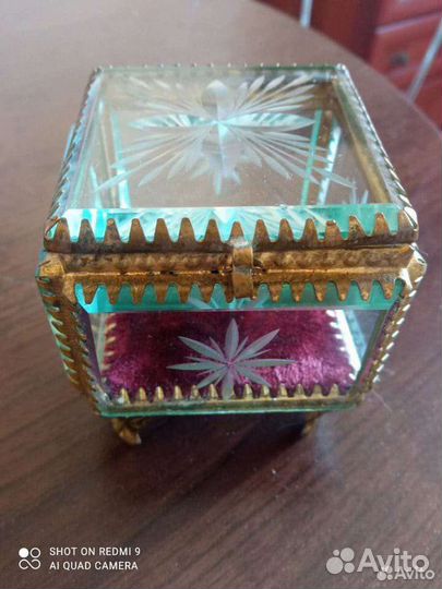 Шкатулка 30-40 х годов фацетное стекло СССР