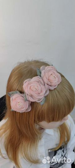 Ободки и заколки с цветами ручной работы капрона