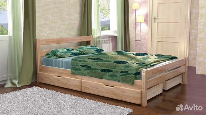 Кровать из натурального дерева 2-спальная 