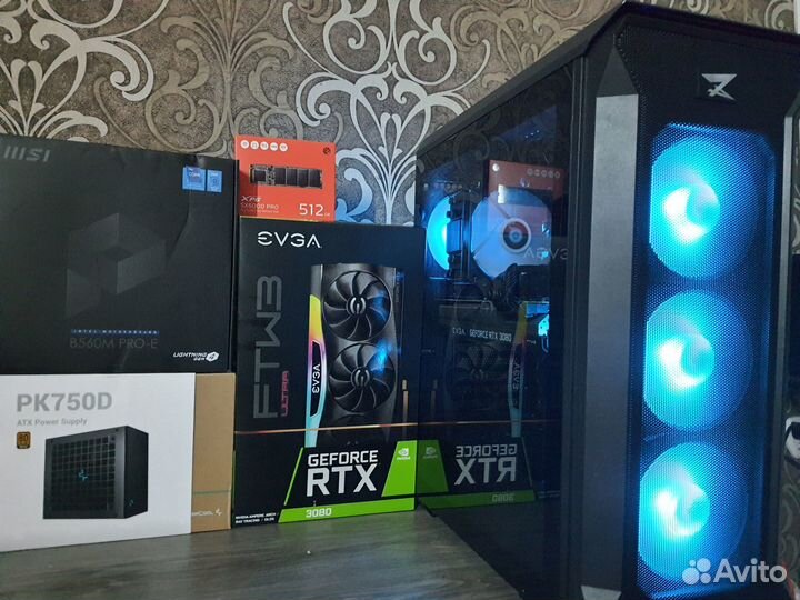 Мощный Пк evga RTX3080+Core i5-11400F/B560/32GB