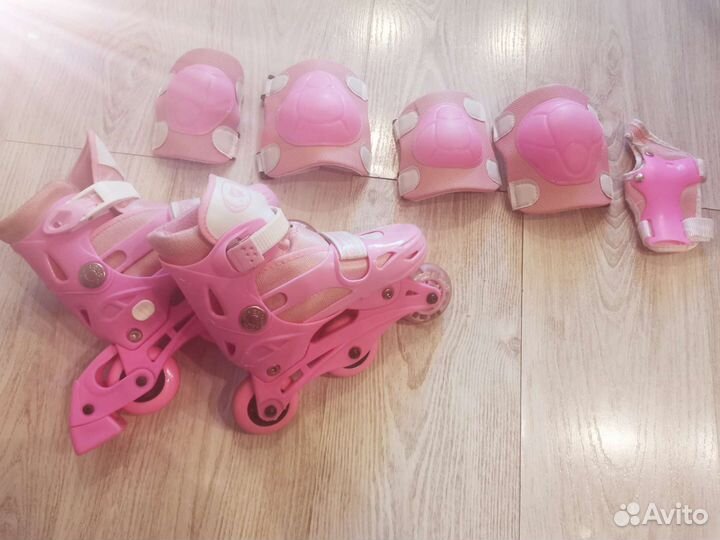 Роликовые коньки детские раздвижные + защита