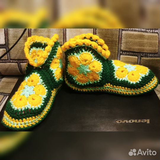 Домашние тапочки вязаные