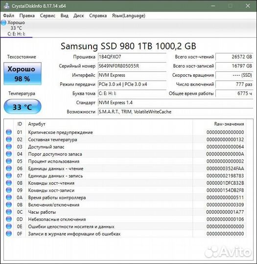 SSD M2 nVME Samsung 980 1тб