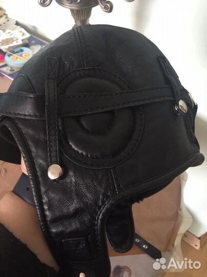 Кожангый шлем-шапка зимний